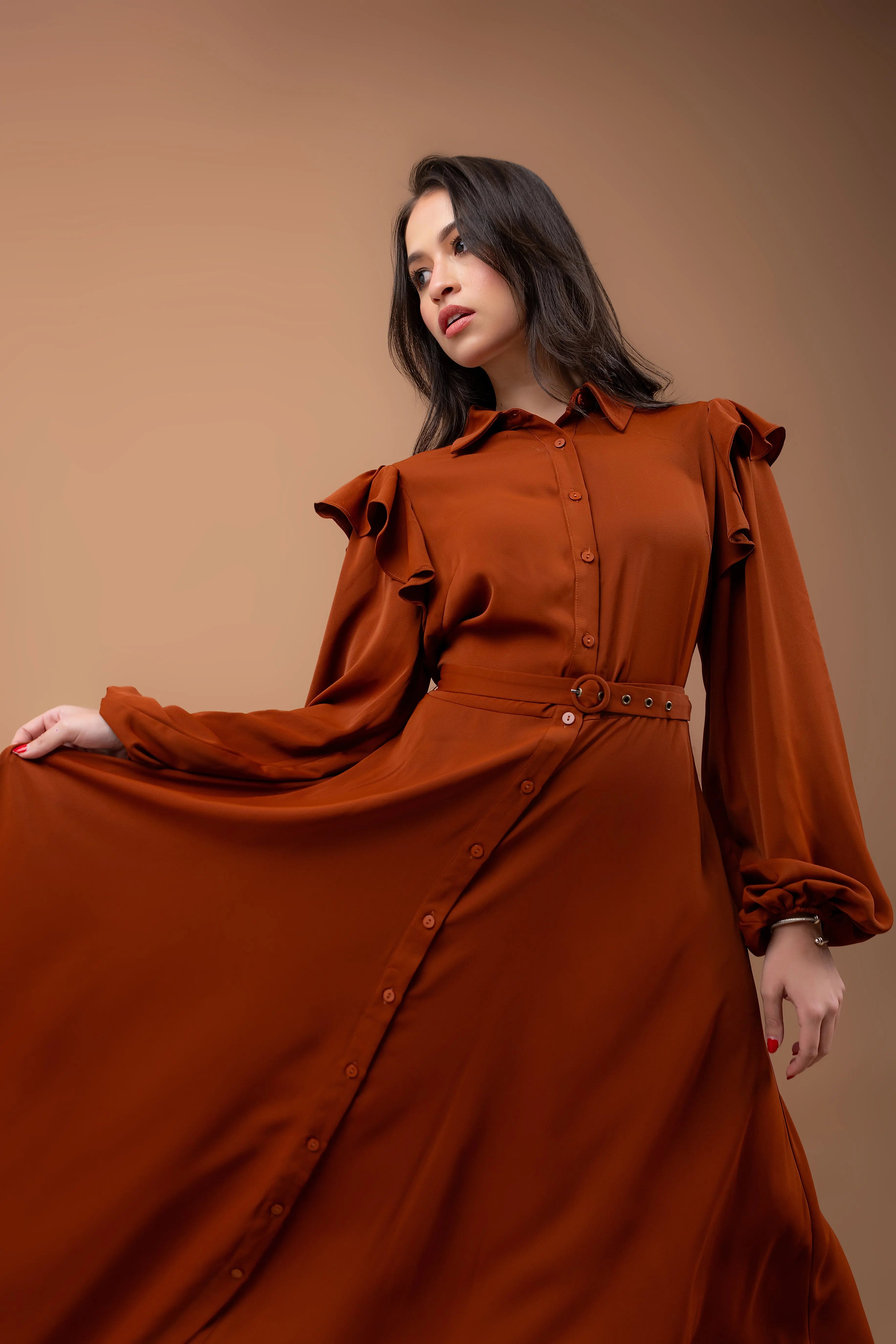 Rust Button Down Maxi Dress | Fine Modesty Rust Button Down Maxi Dress | Fine Modesty