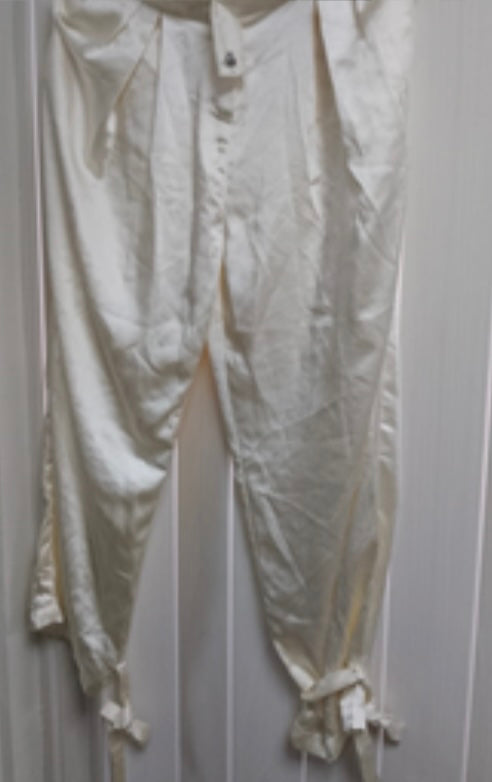 Ivory Tapered Trousers with Tie Detail