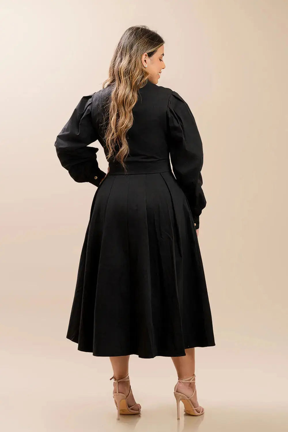 Black Buttoned Midi Dress Fine Modesty  Fine Modesty