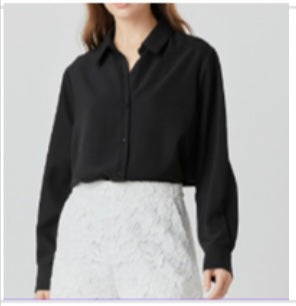 Black Classic Button-Up Blouse