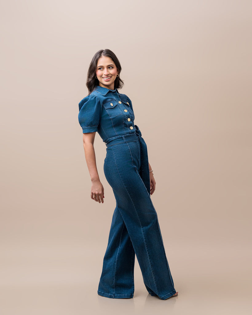 Denim Belted Jumpsuit