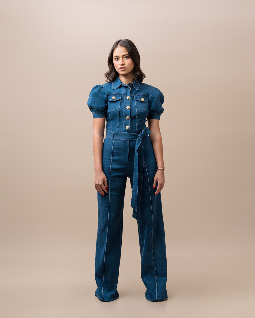 Denim Belted Jumpsuit