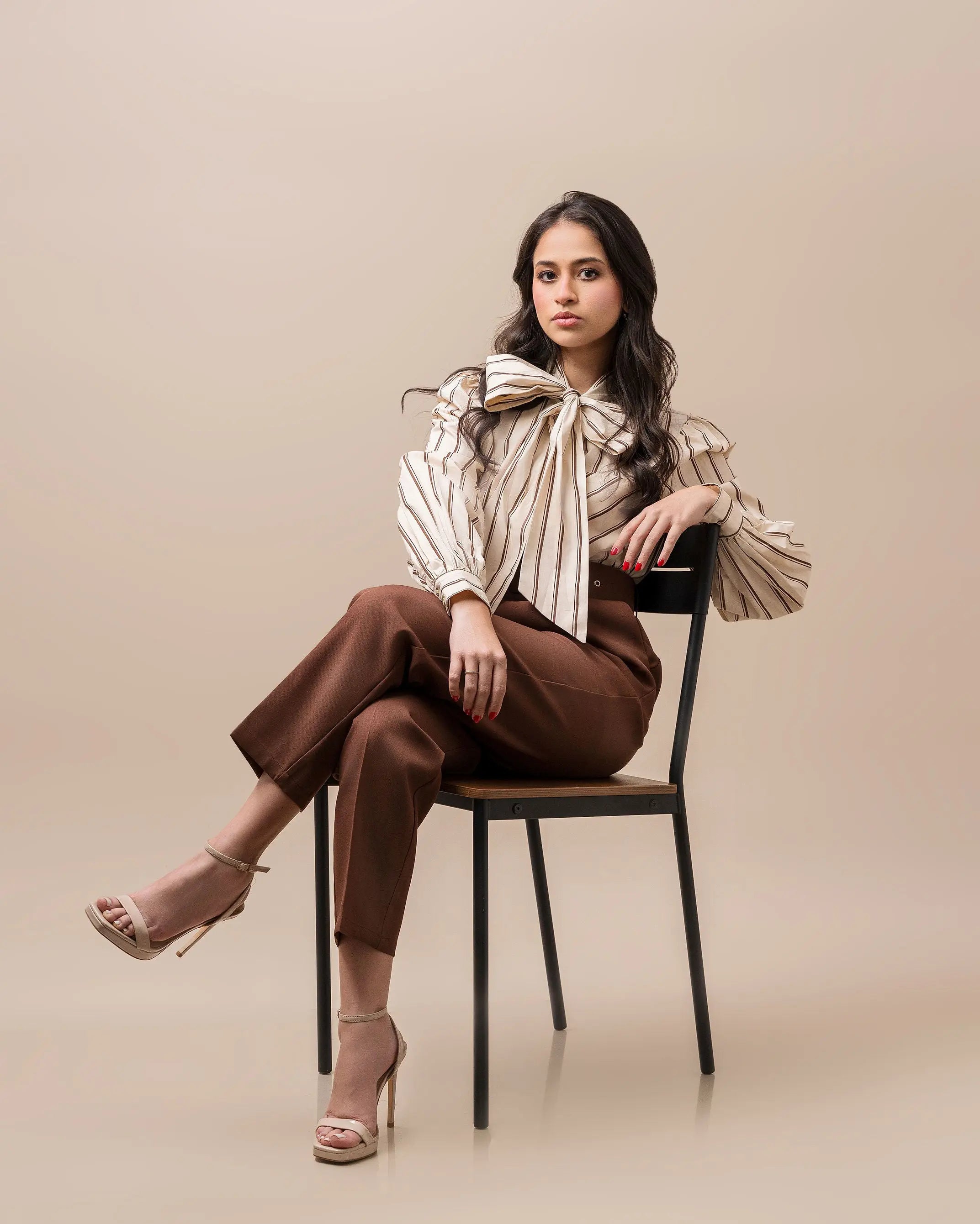 High-Waisted Belted Trousers Fine Modesty  Fine Modesty