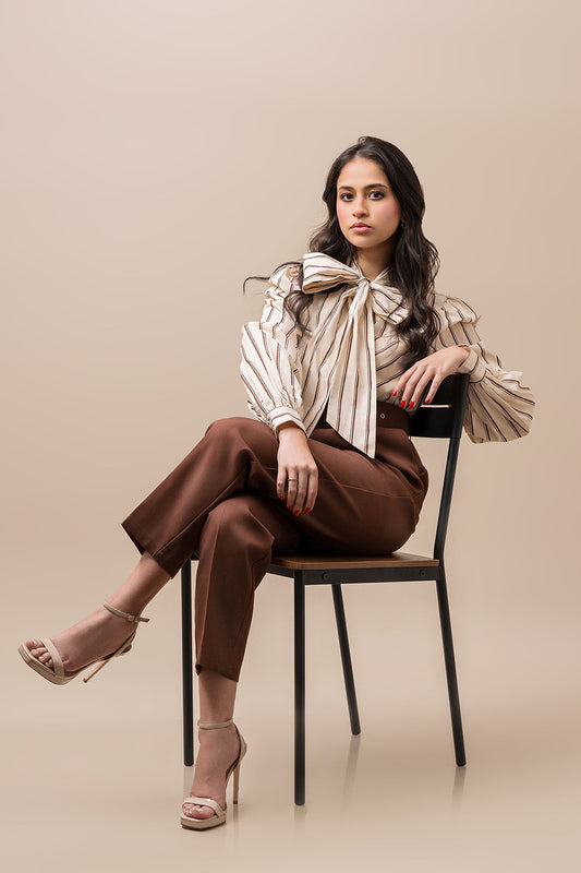 Striped tie blouse