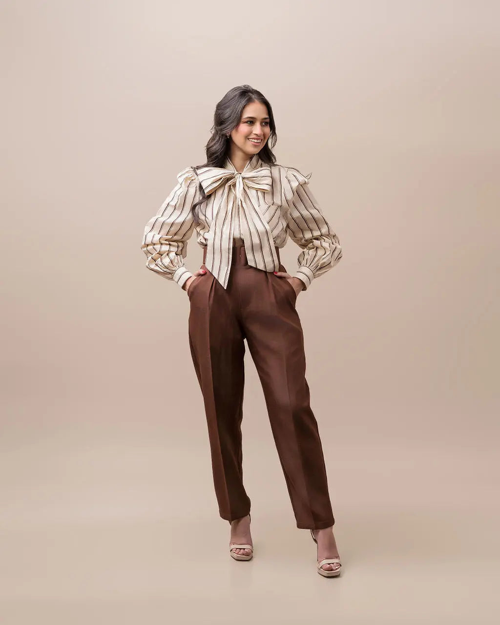 Striped tie blouse Fine Modesty  Fine Modesty