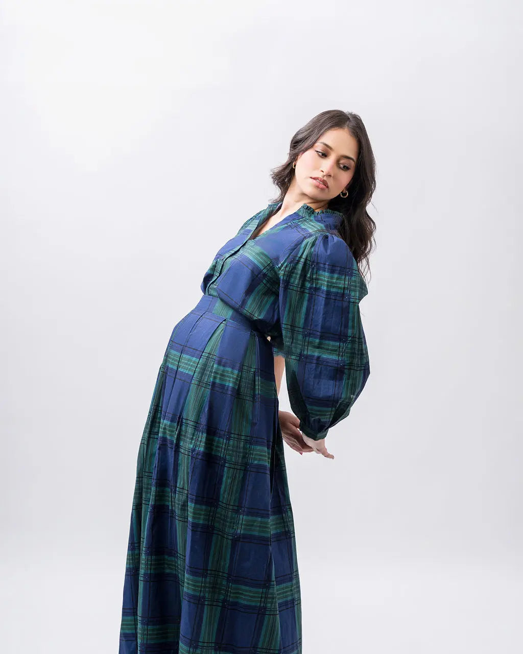 Navy plaid blouse Fine Modesty  Fine Modesty