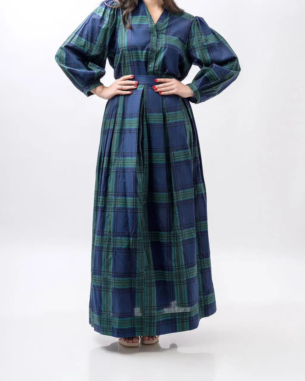 Navy plaid blouse Fine Modesty  Fine Modesty