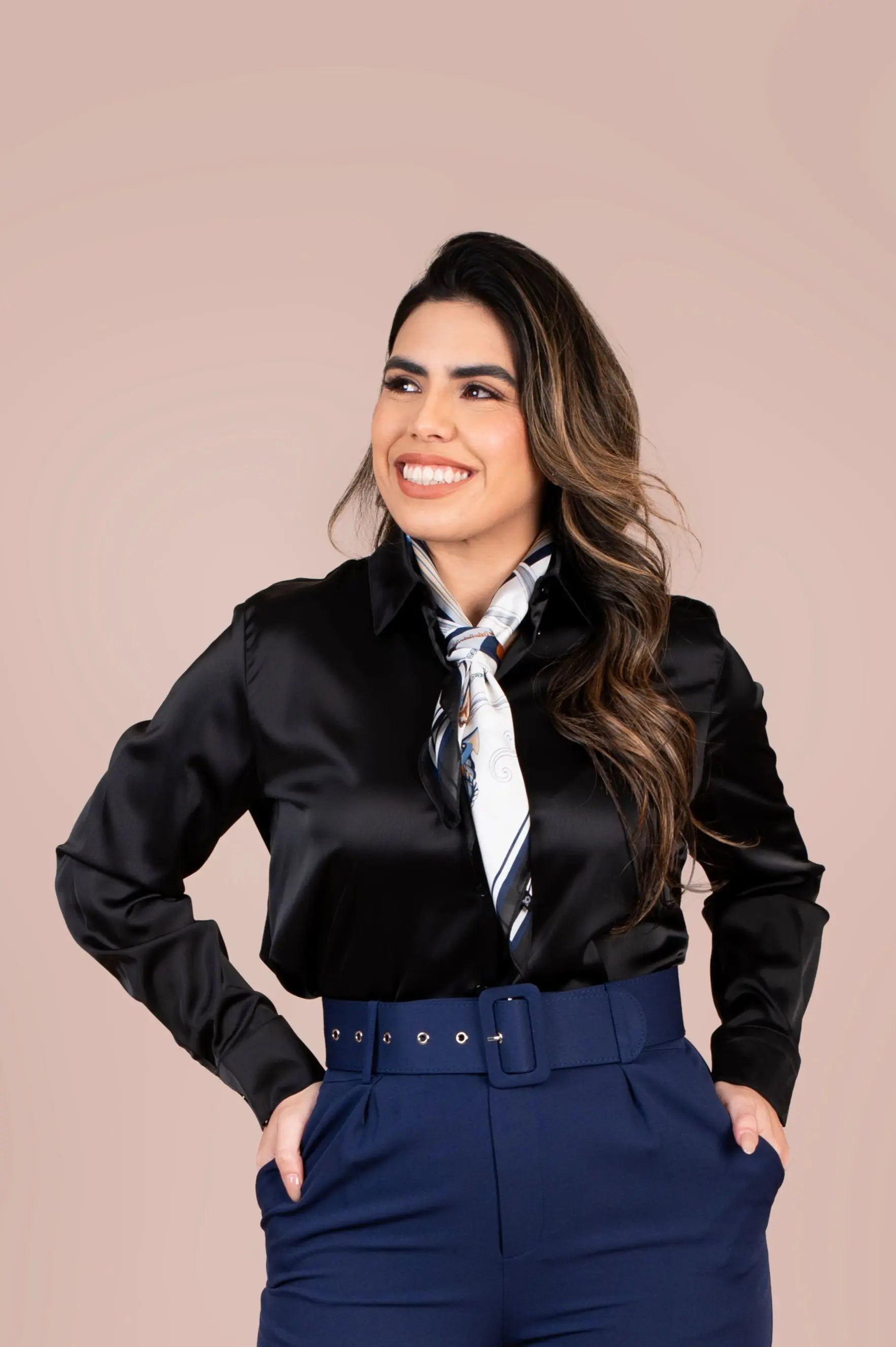 Classic Black Button-Up Blouse Fine Modesty  Fine Modesty