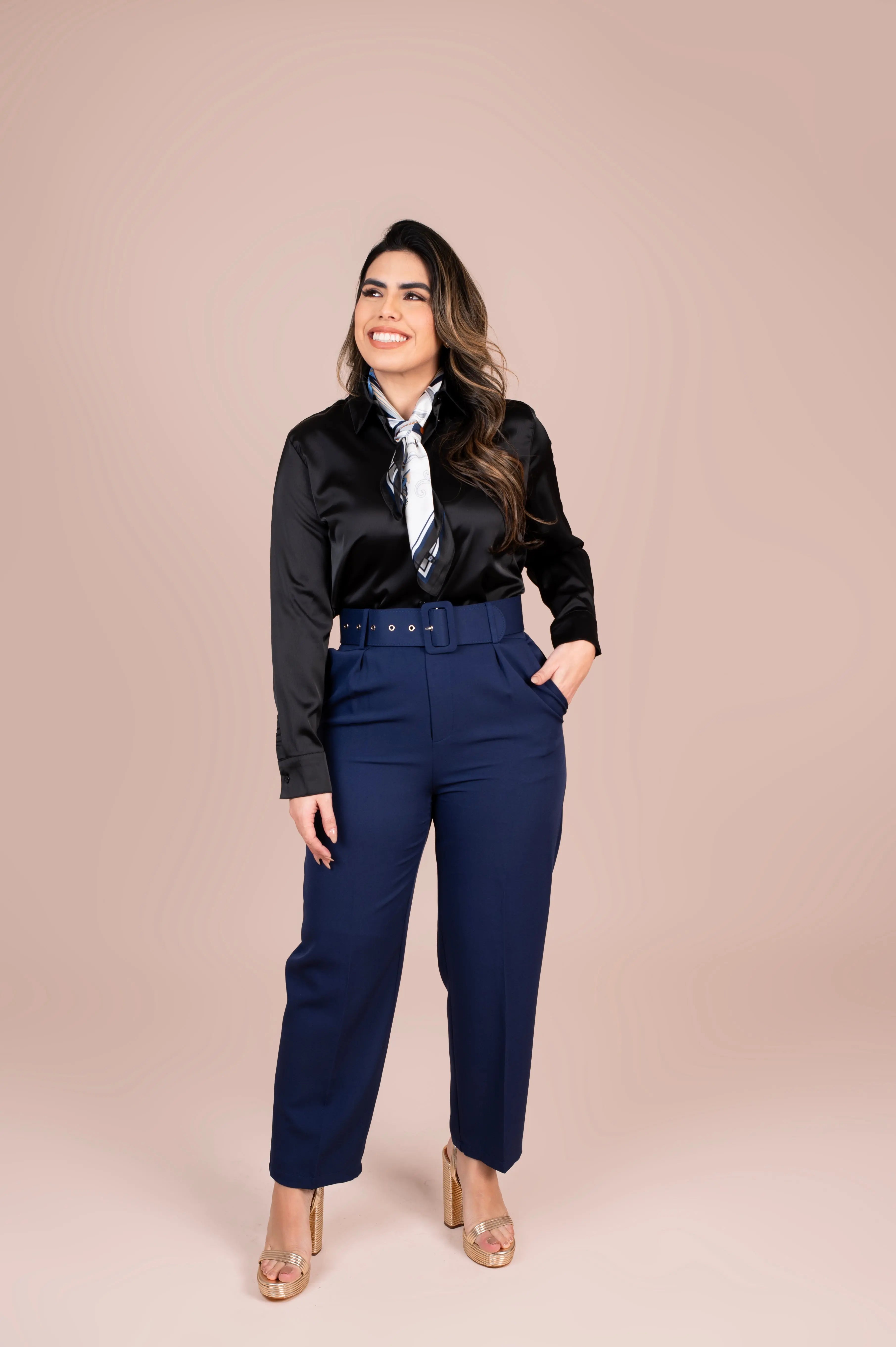 Classic Black Button-Up Blouse Fine Modesty  Fine Modesty