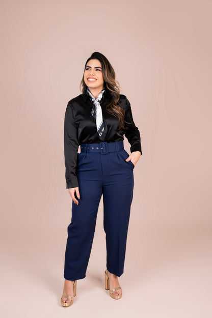 Navy Trousers with Darts