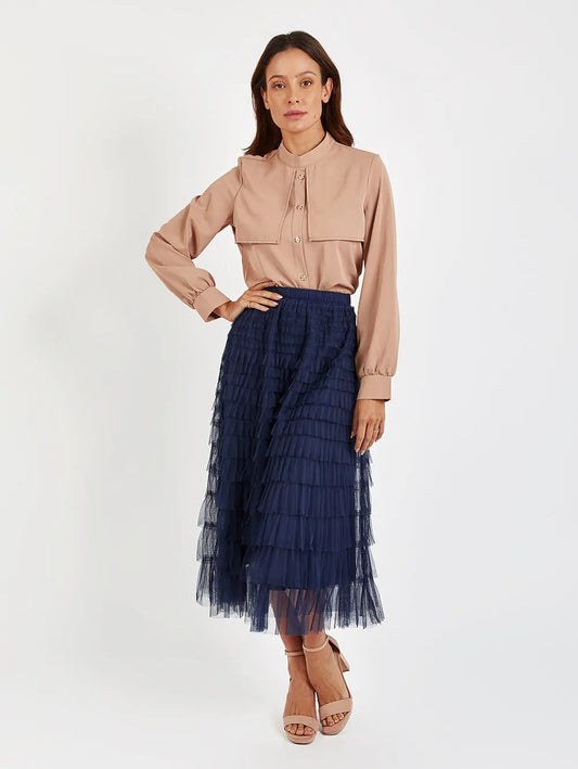 Blush Button-Down Blouse Fine Modesty  Fine Modesty