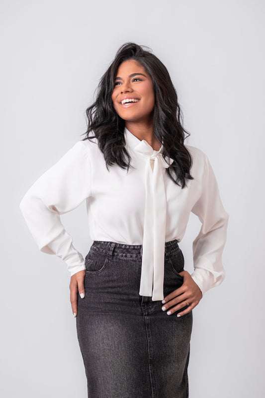 Graceful Tie Neck Shirt 1 