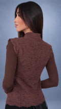 Heritage Lace Mandarin Top - Marrón 2