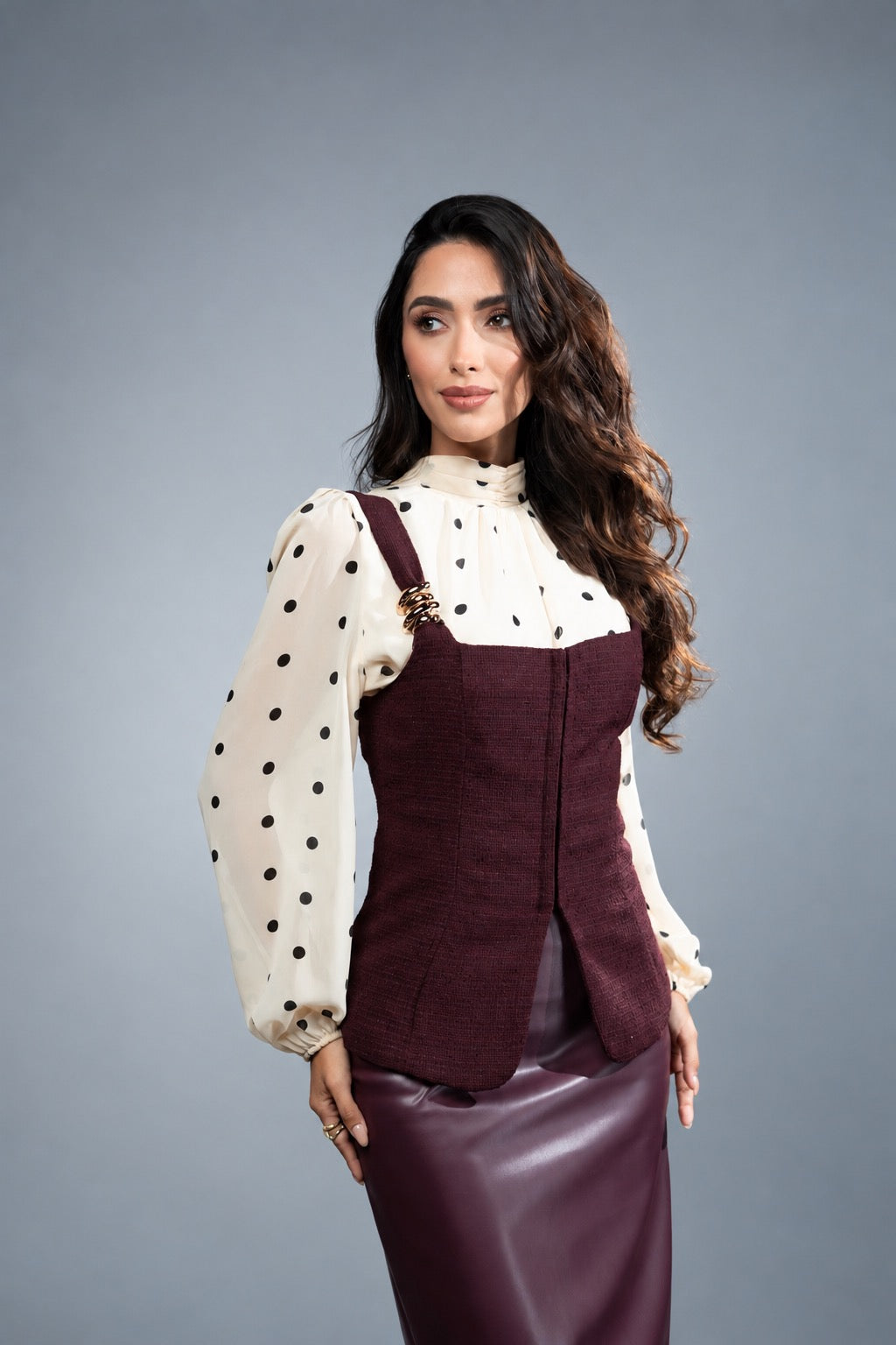 Joyful Polka Dot Puff Blouse 1