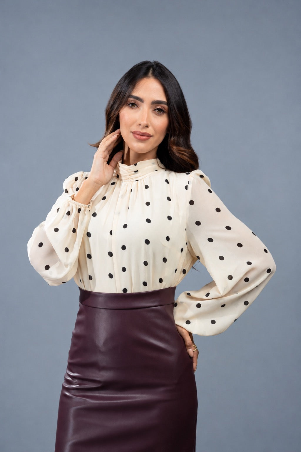 Joyful Polka Dot Puff Blouse 3