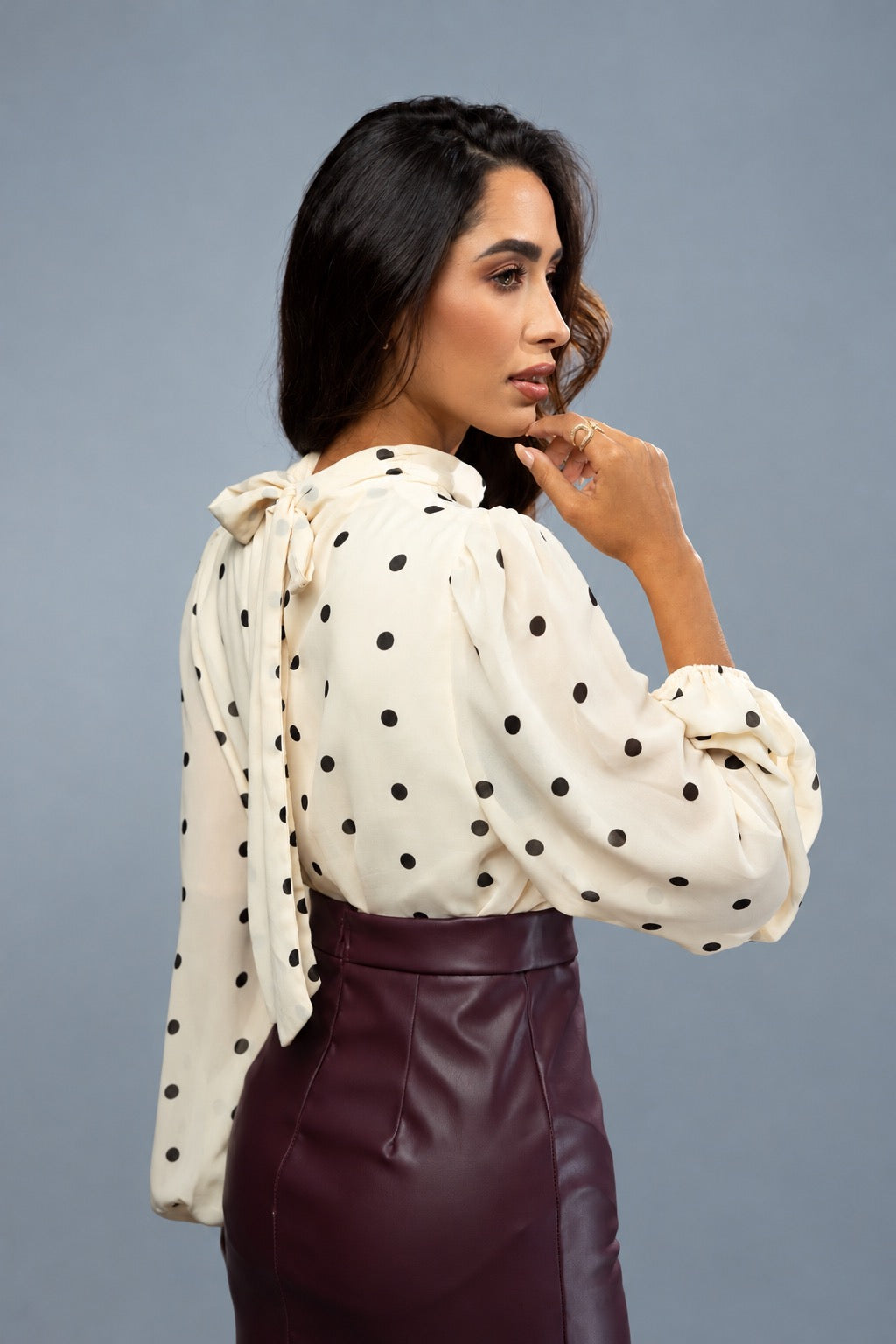 Joyful Polka Dot Puff Blouse 4