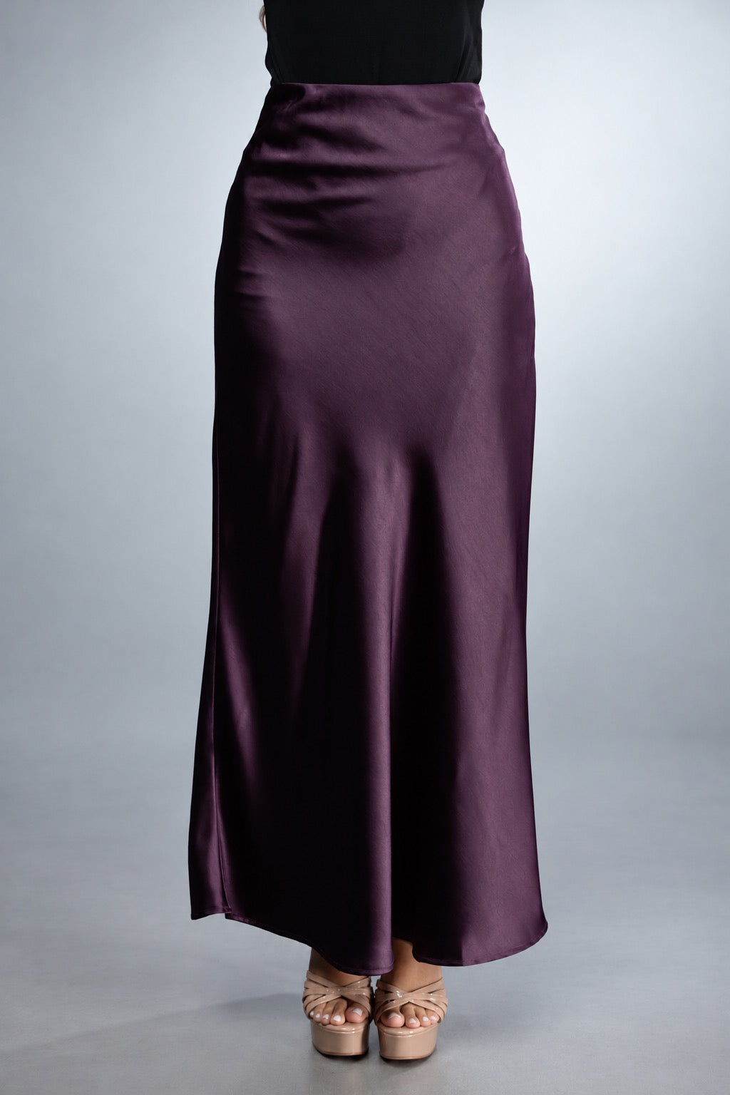 Regal Satin Midi Skirt - Ciruela 1