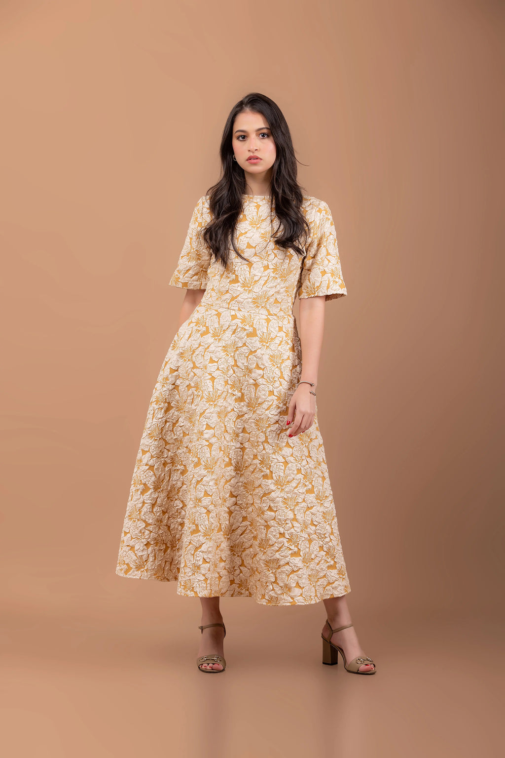 Dress cream floral Fine Modesty  Fine Modesty