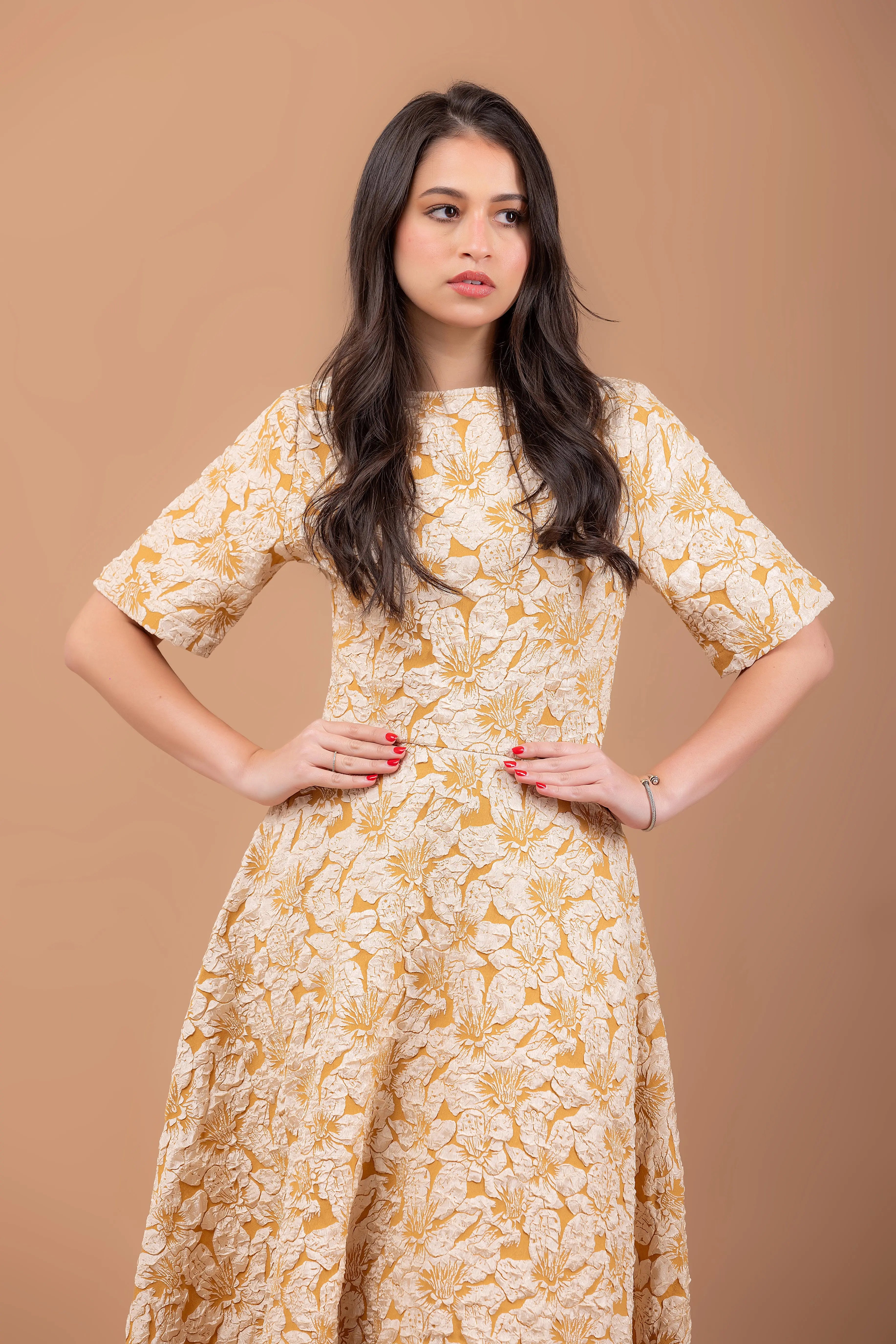 Dress cream floral Fine Modesty  Fine Modesty