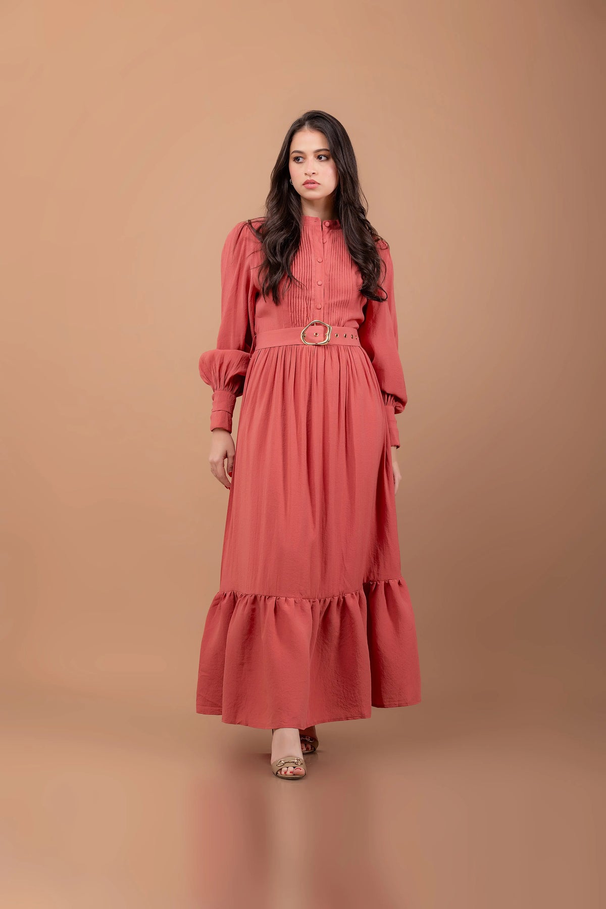 Maxi Dress with Pin-Tuck Details Fine Modesty  Fine Modesty