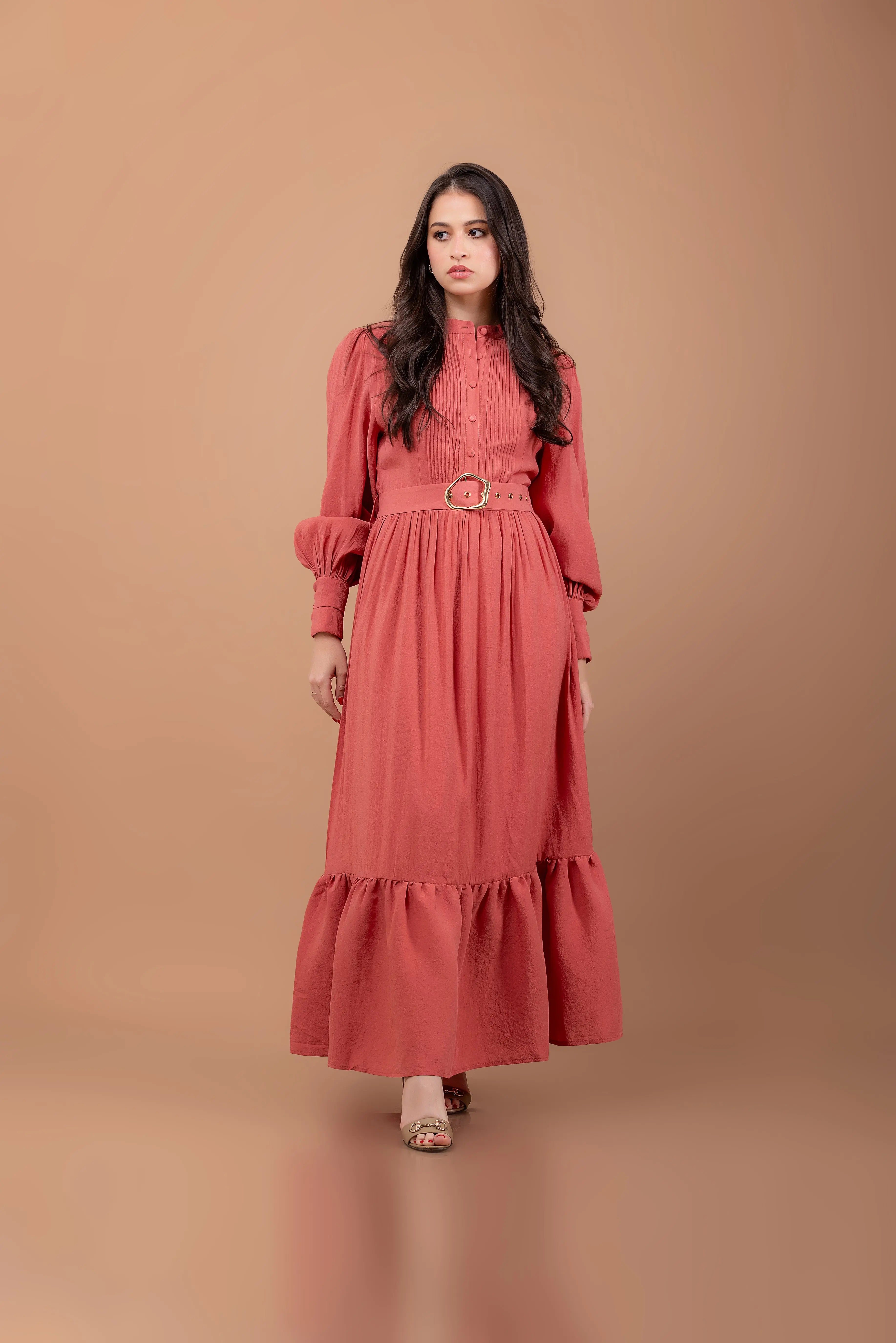 Maxi Dress with Pin-Tuck Details Fine Modesty  Fine Modesty