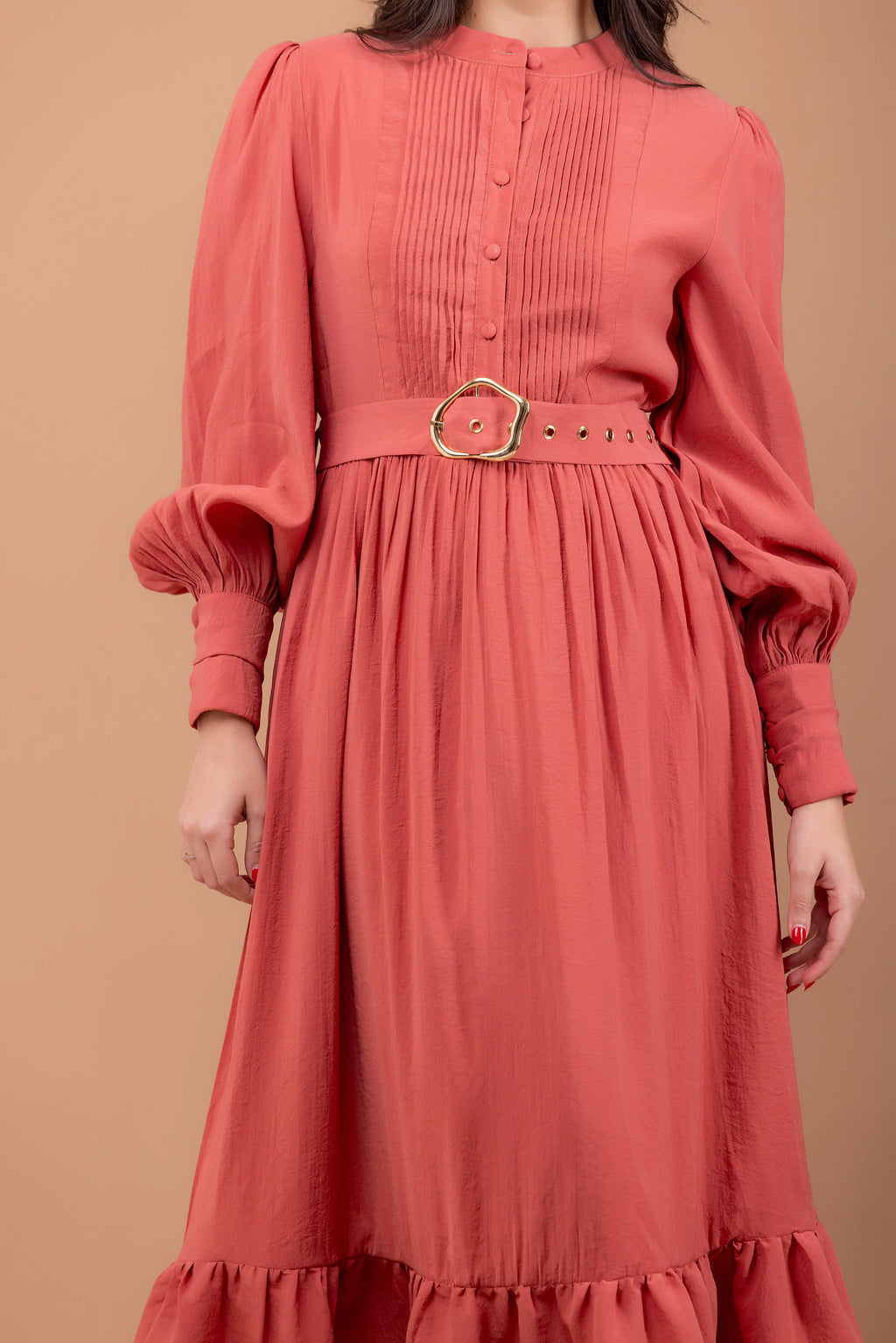Maxi Dress with Pin-Tuck Details Fine Modesty  Fine Modesty