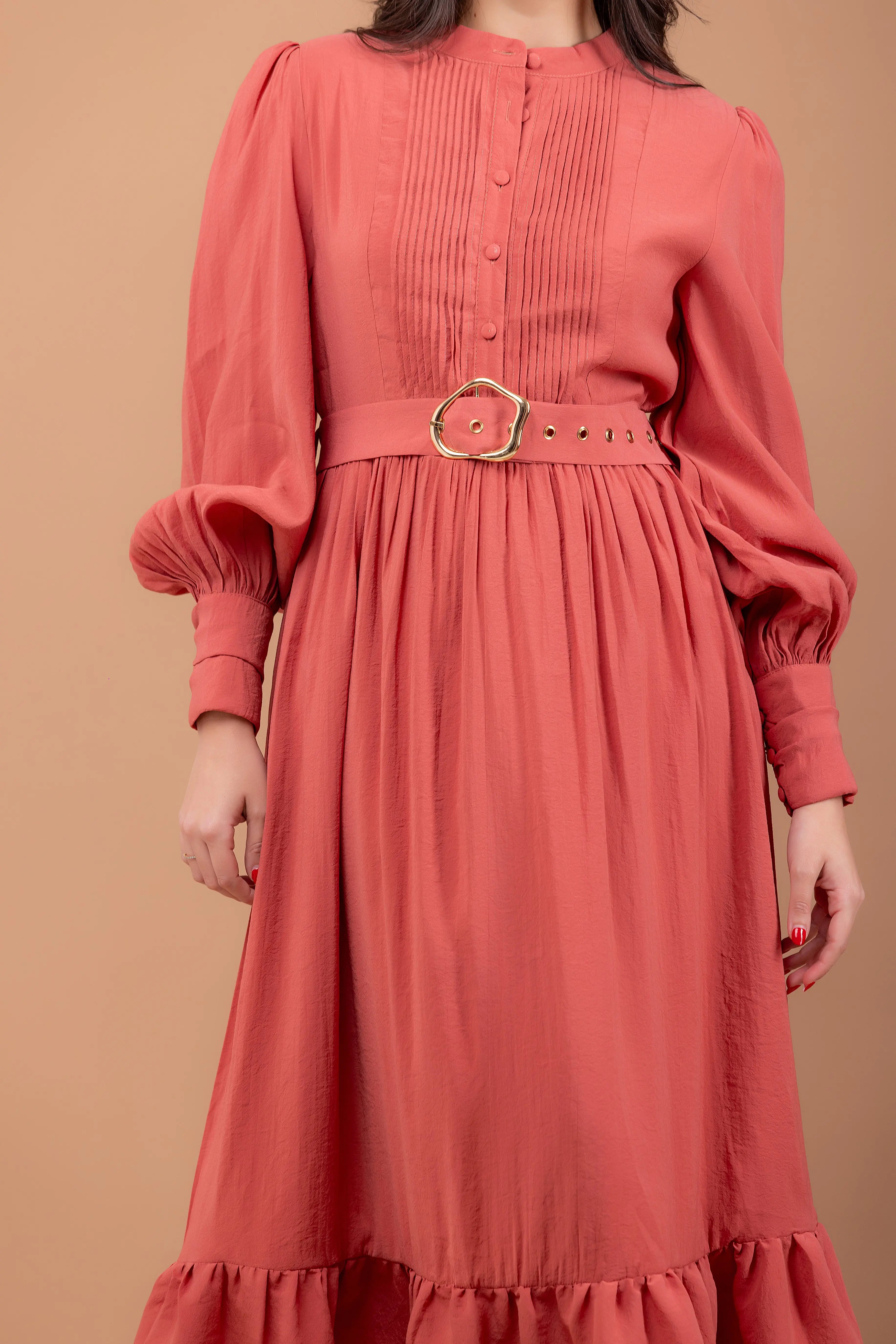 Maxi Dress with Pin-Tuck Details Fine Modesty  Fine Modesty