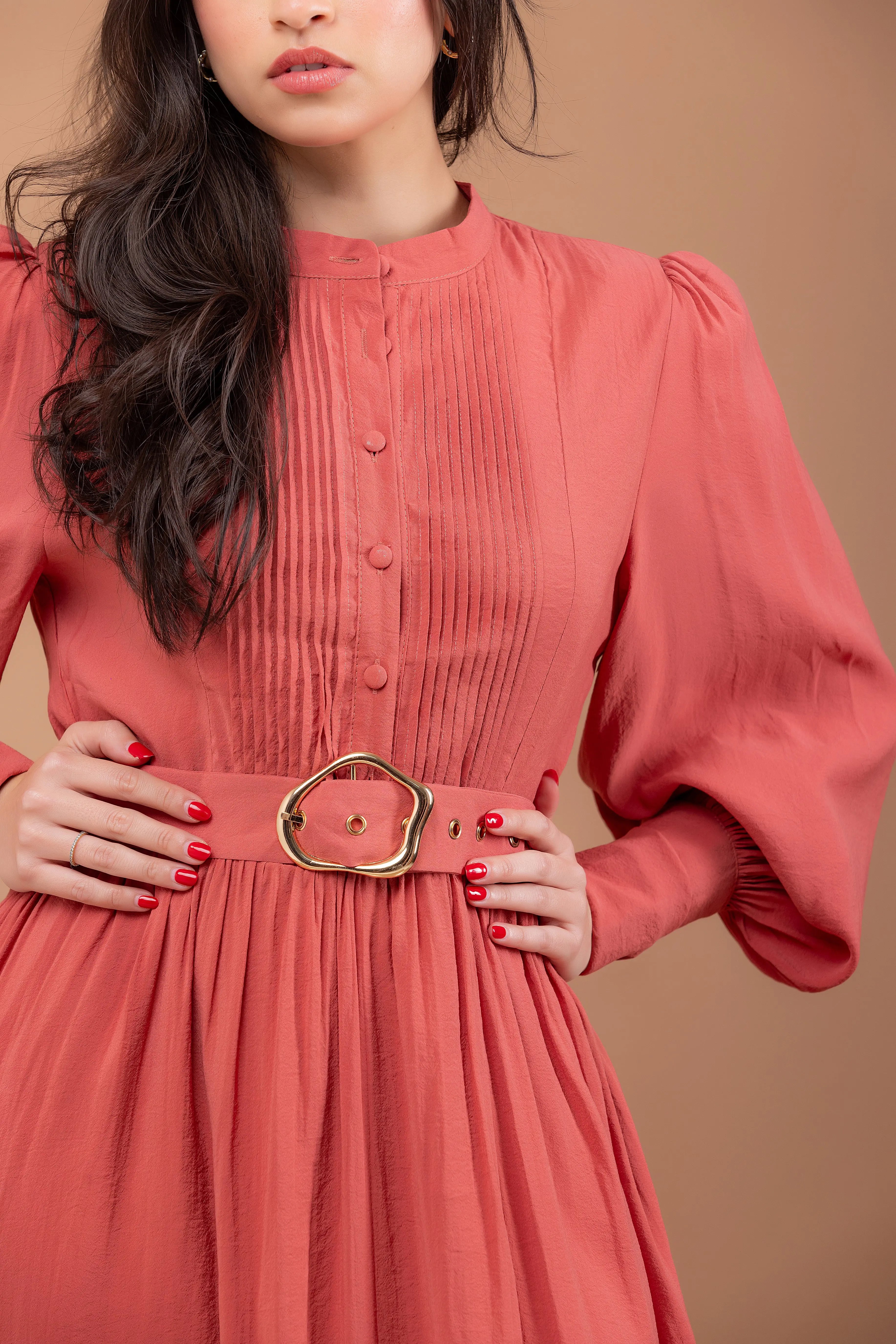 Maxi Dress with Pin-Tuck Details Fine Modesty  Fine Modesty