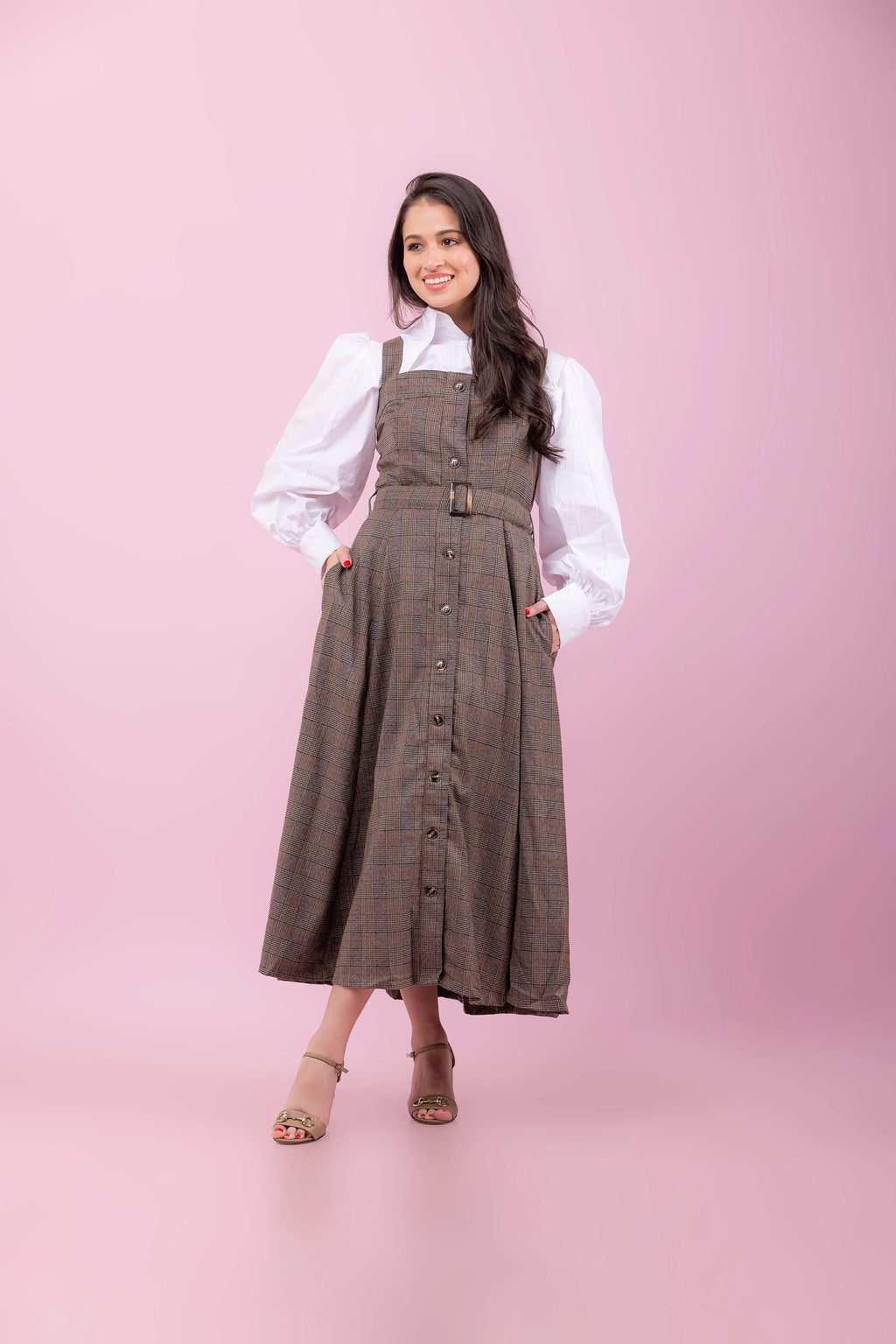 Woven Midi Plaid Dress Fine Modesty  Fine Modesty