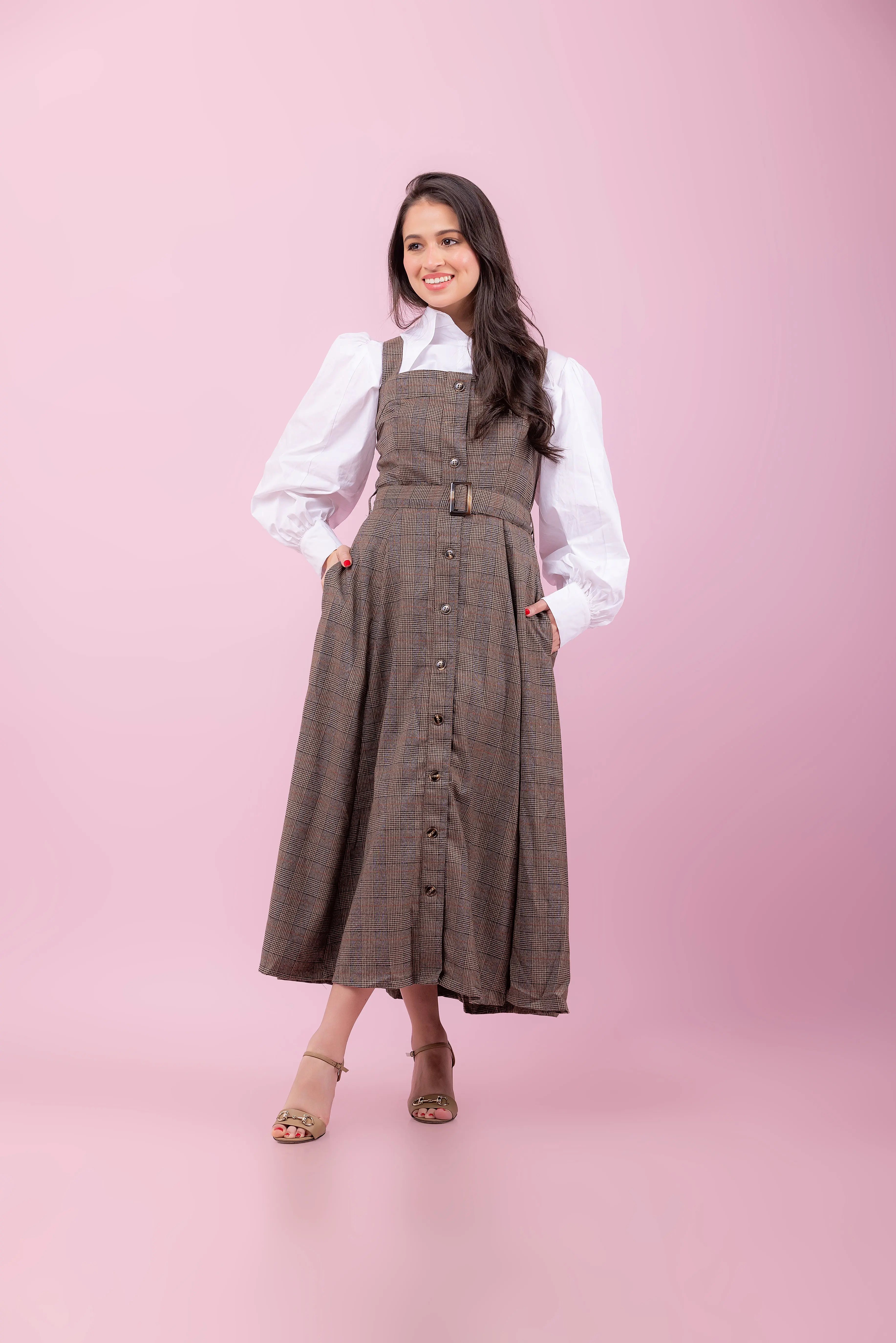Woven Midi Plaid Dress Fine Modesty  Fine Modesty