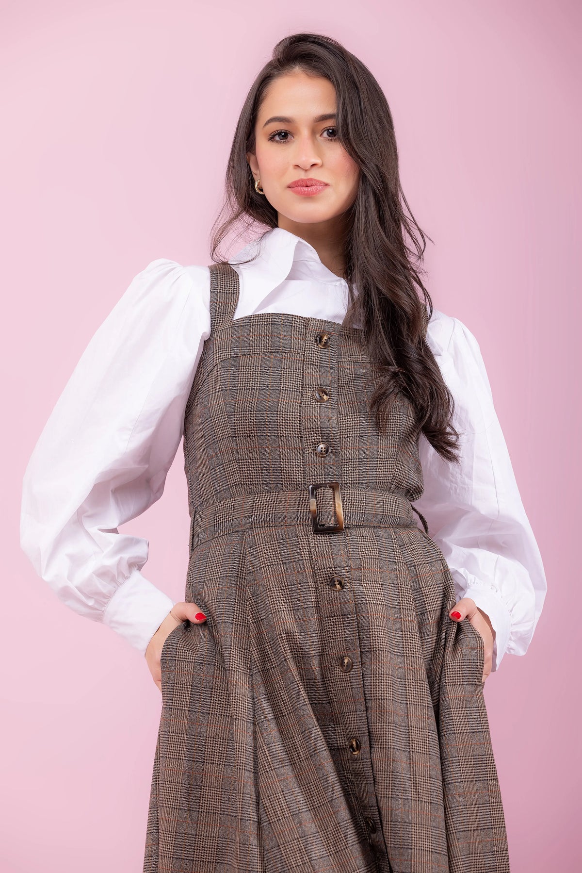 Woven Midi Plaid Dress Fine Modesty  Fine Modesty