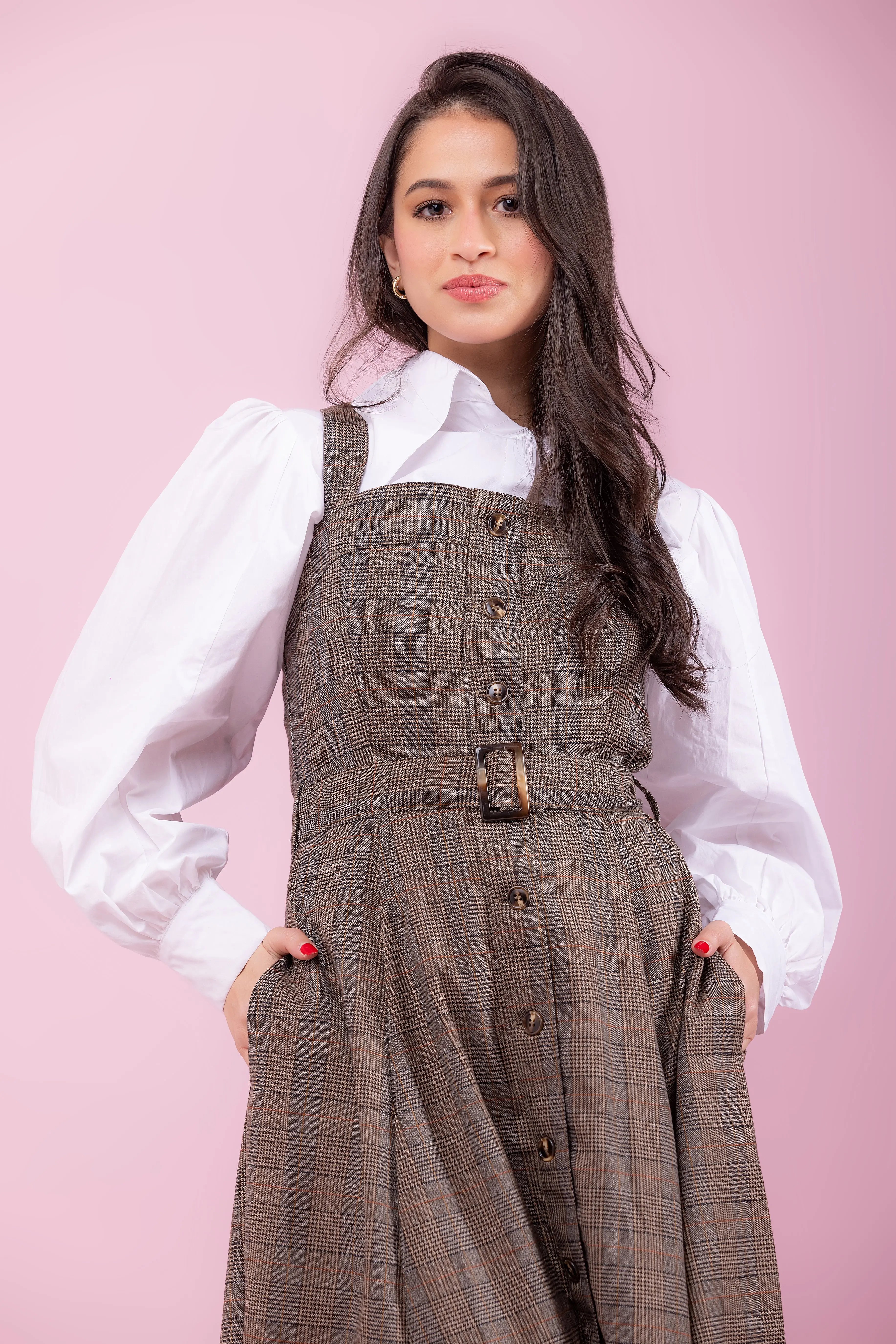 Woven Midi Plaid Dress Fine Modesty  Fine Modesty