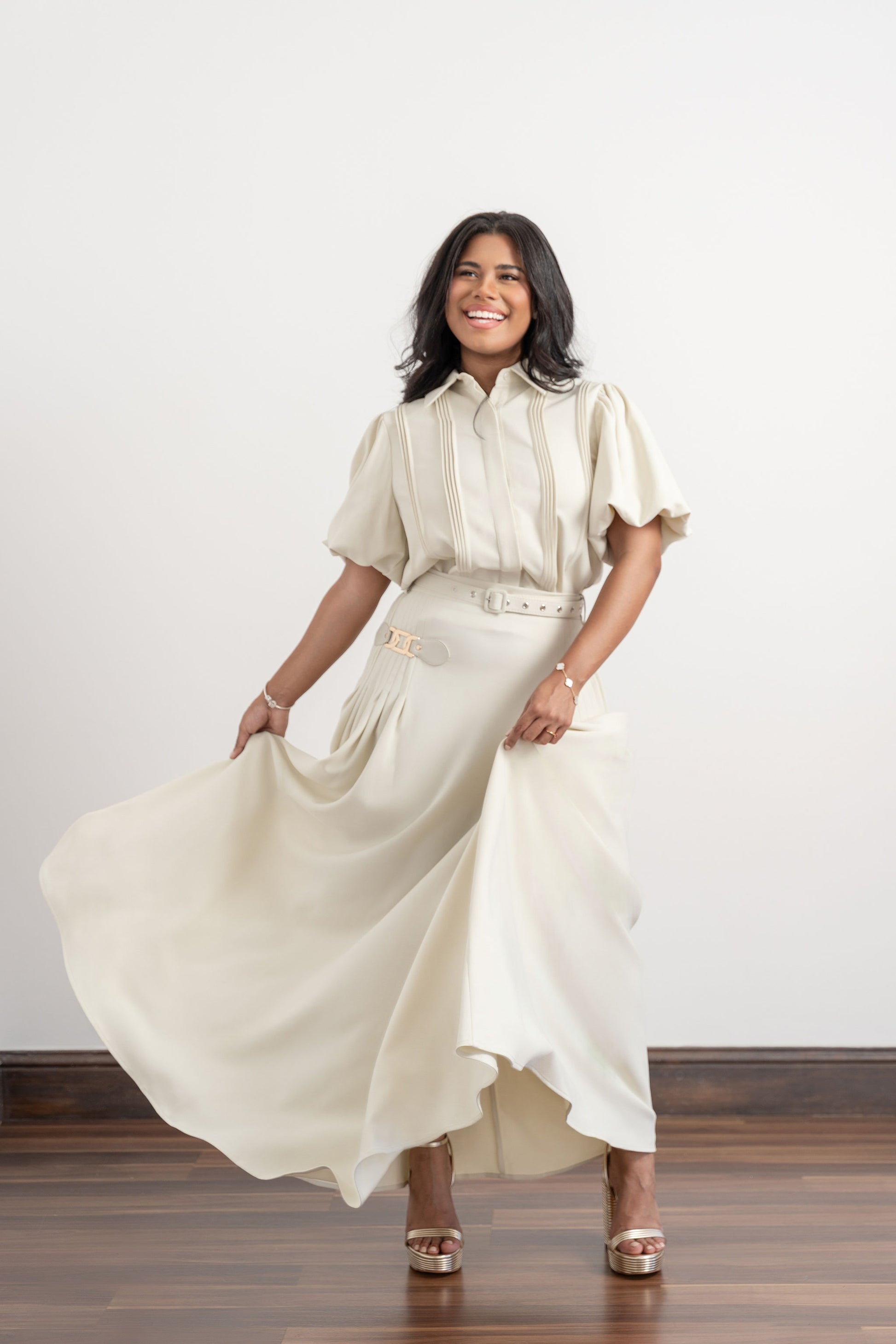 StrapSkirtandPuffSleeveTopSet7