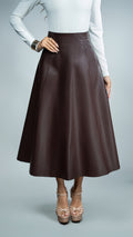 Strength Faux Leather Midi Skirt - Café 3