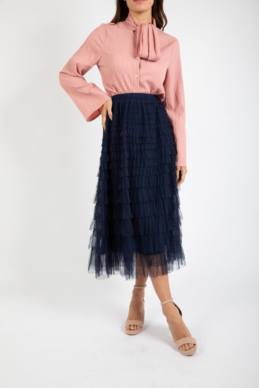 Tiered tull skirt Black