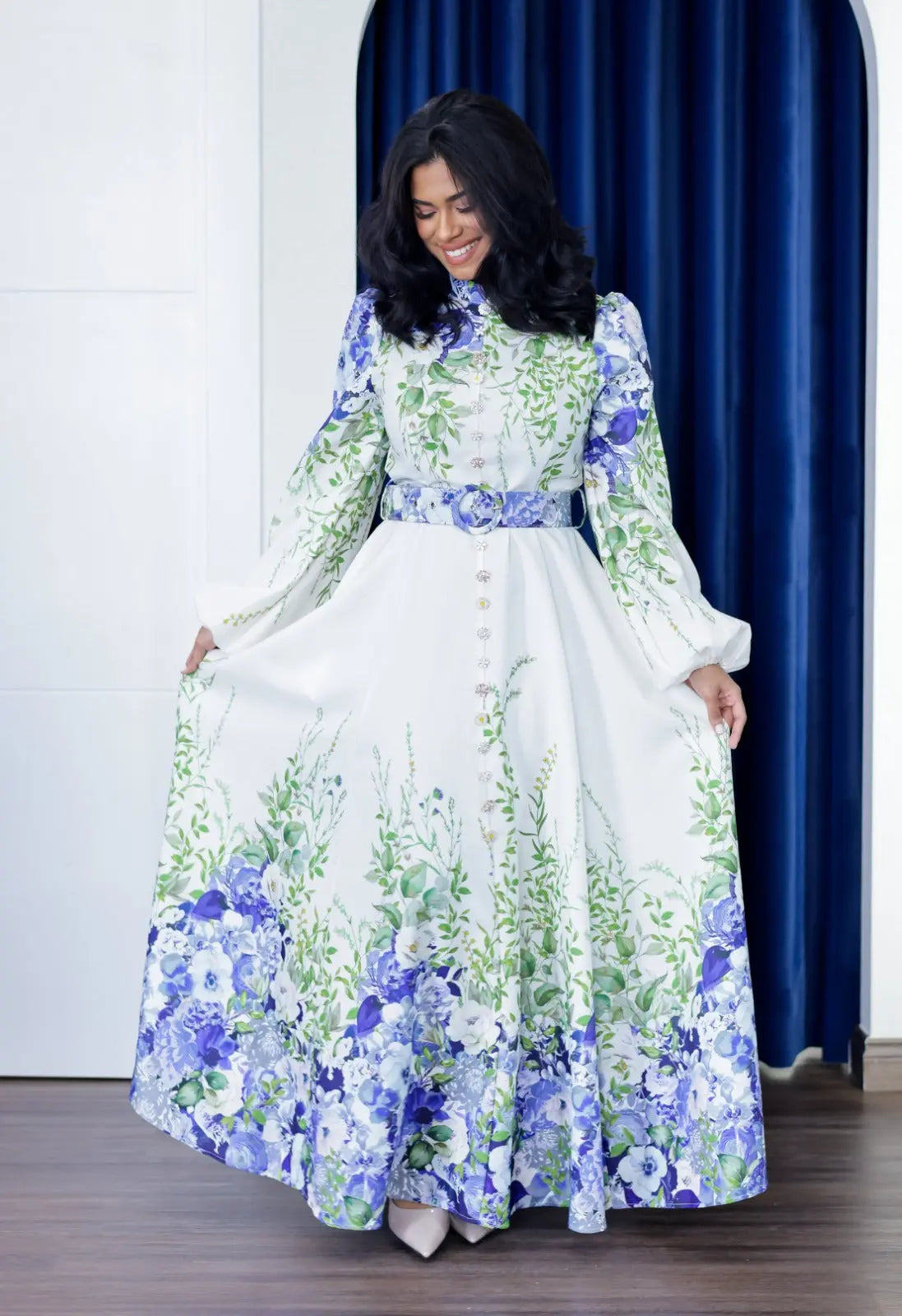 Floral Belted Maxi Dress