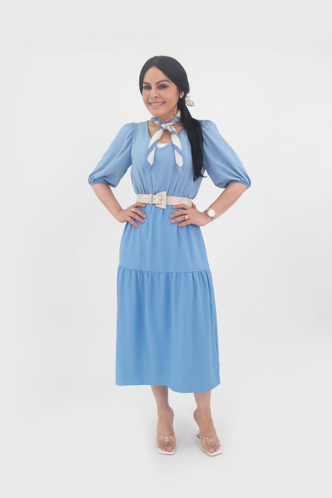 Tiered Dress M Blue