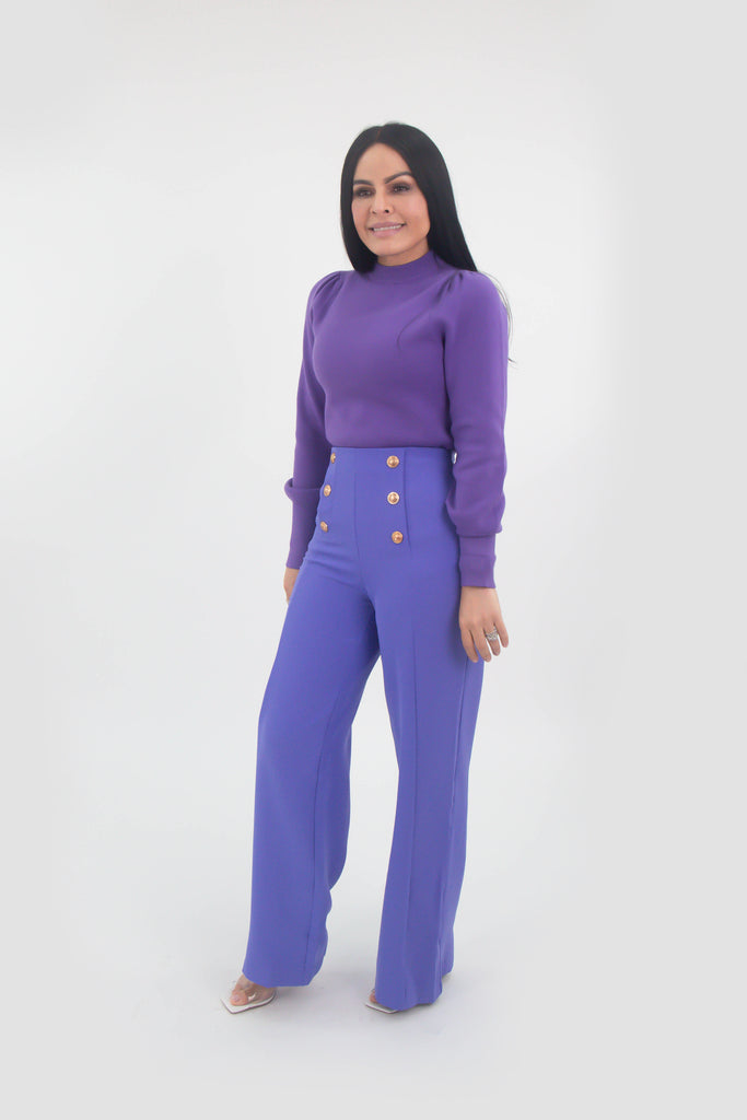 Button Pant Royal Blue