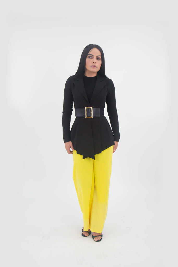 Wide Leg Trousers pant L Yellow