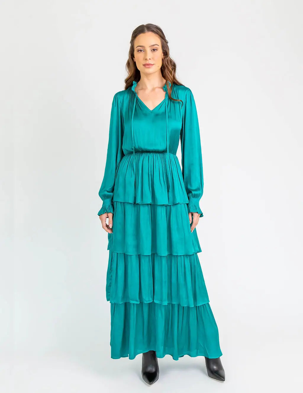Tiered Maxi Dress S Ocean Green