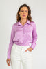 Satin Button Down Shirt XS Lavender