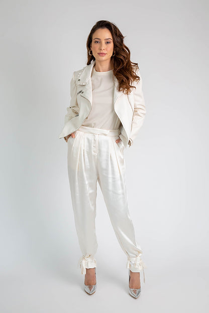 Faux Leather Ruffle Jacket