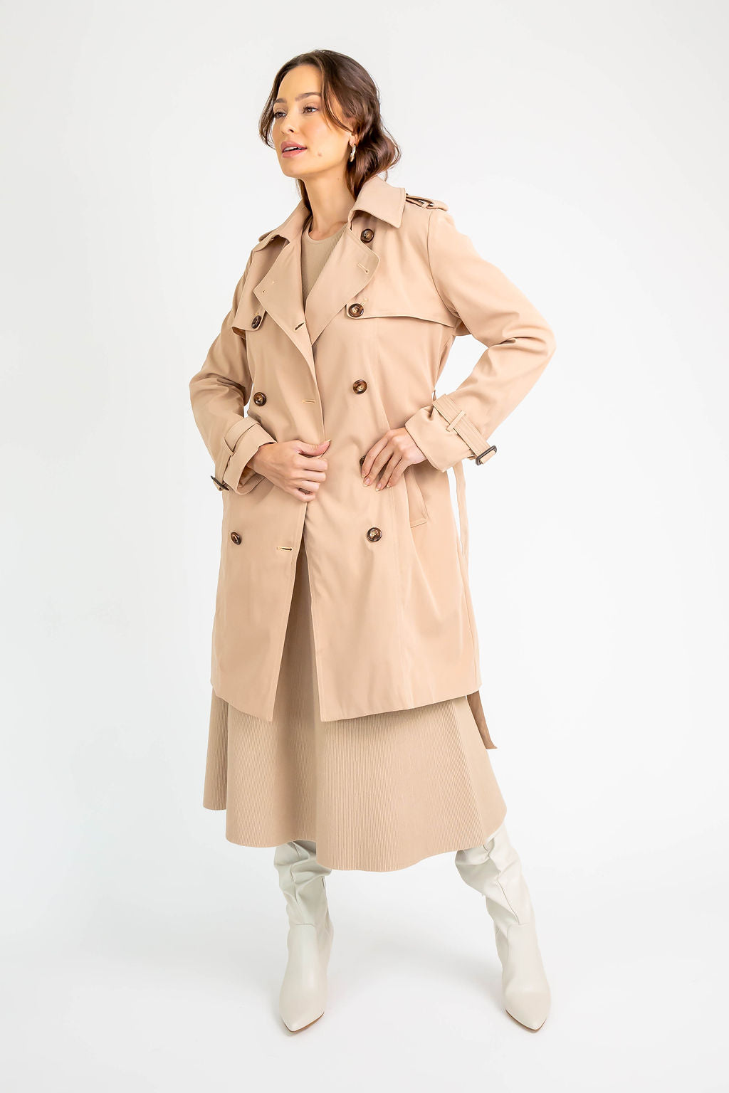 Mid Length Trench Coat L Black