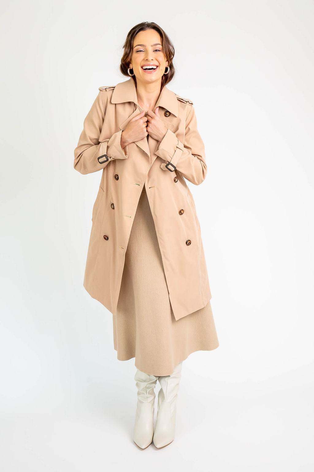 Mid Length Trench Coat M Taupe