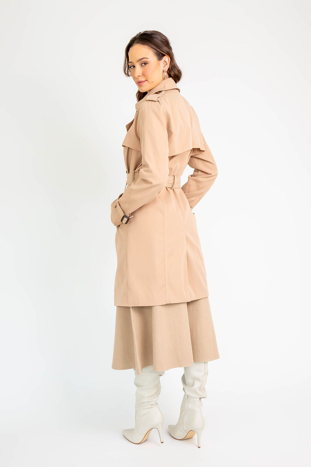 Mid Length Trench Coat L Taupe
