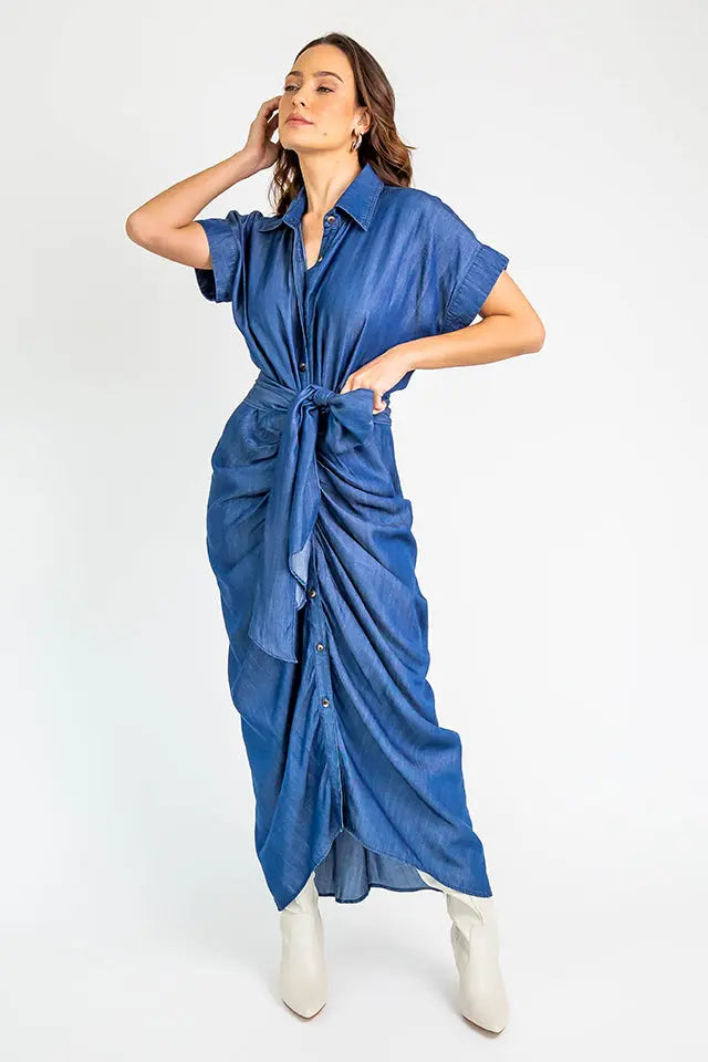 Tencel Denim Dress Dark Blue