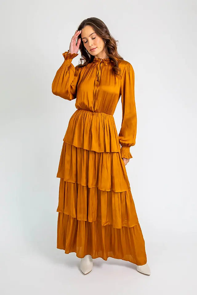 Tiered Maxi Dress Golden Bronze