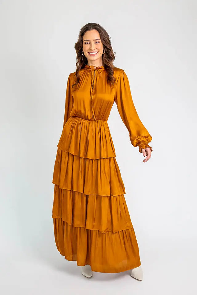 Tiered Maxi Dress Golden Bronze
