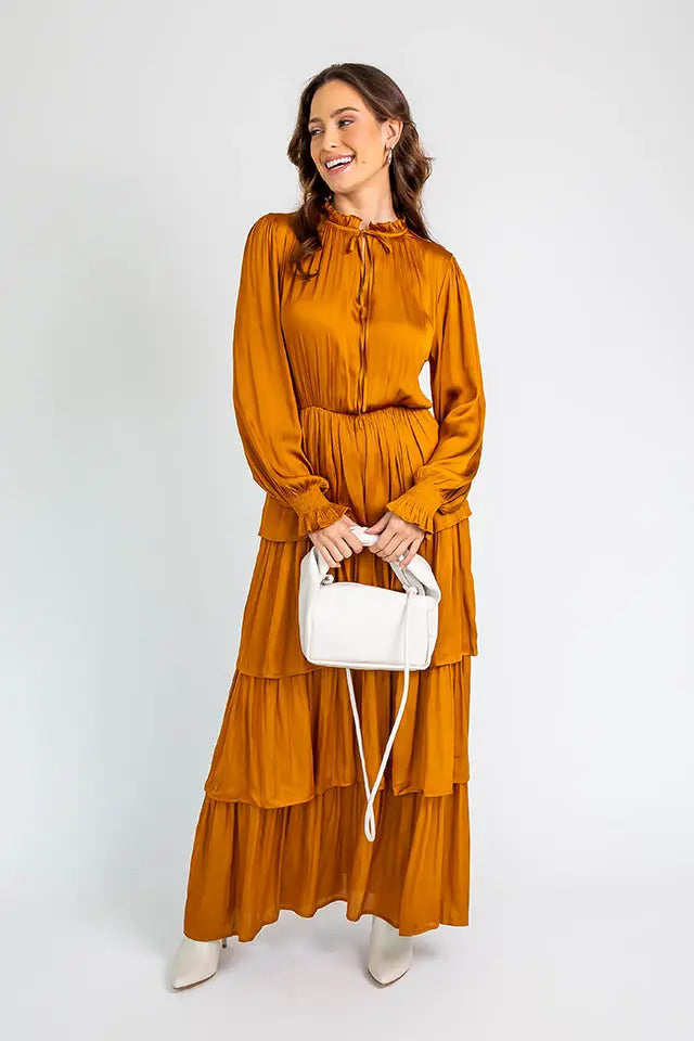Tiered Maxi Dress Golden Bronze