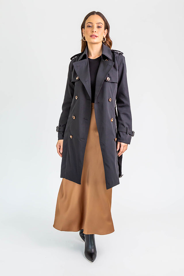 Mid Length Trench Coat S Black